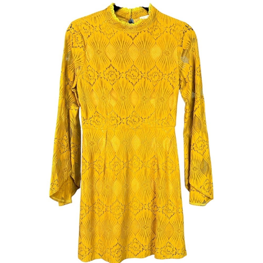 Blushing Heart Yellow Lace Mini Dress Women’s Size small